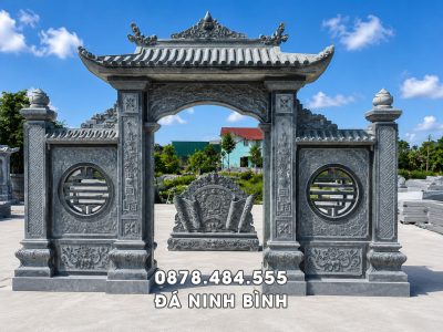 Cổng đá 1 mái cho các công trình kiến trúc Nhà thờ họ, Đình, Đền, Lăng Mộ
