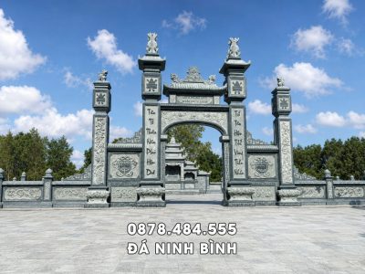 Cổng đá tam quan cho khu Lăng mộ đá dòng họ đẹp, bề thế