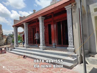 Cột đá Vuông   Cột đá hiên Nhà thờ họ, Từ đường