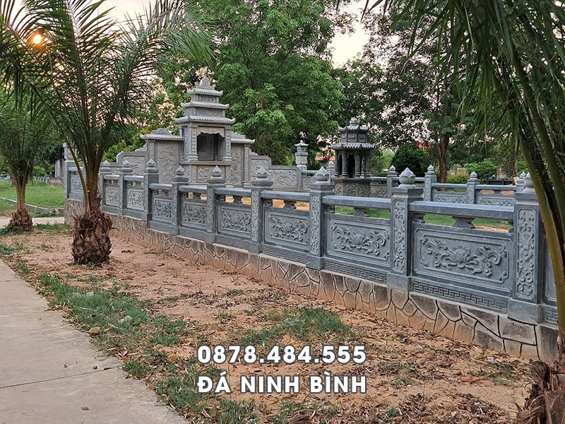 Lan can đá bông SEN hóa cho Lăng Mộ đá xanh rêu 4 Lan can đá bông SEN hóa cho Lăng Mộ đá xanh rêu