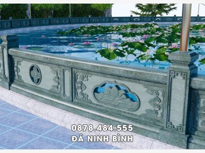 Lan can đá cho Hồ Bán Nguyệt tụ thủy Tiểu cảnh sân vườn