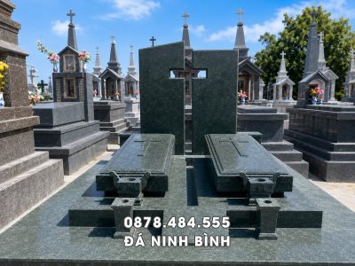 Lăng Mộ đôi công giáo bằng đá granite Bình Định chất lượng, lắp đặt toàn quốc