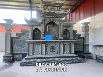 Long đình đá tam quan 2 mái tại làng đá Ninh Bình
