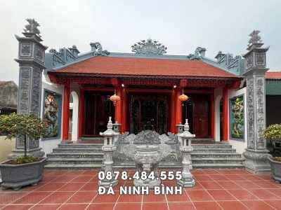 Lư hương đá   Đèn đá   Cột đá Nhà thờ tổ