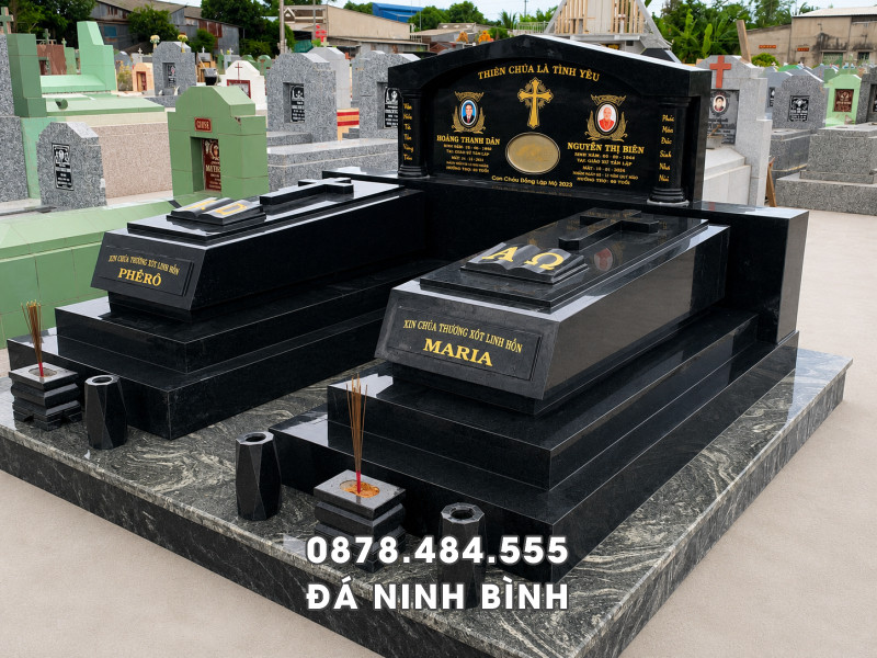 Mộ đôi Công giáo đẹp - Lăng Mộ đá granite Công giáo đôi 3 Mộ đôi Công giáo đẹp - Lăng Mộ đá granite Công giáo đôi