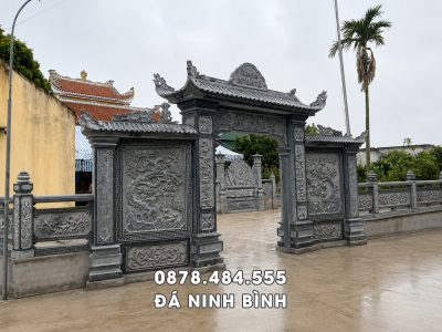 Mẫu Cổng đá 1 mái đẹp cho Nhà thờ tổ/nhà thờ họ - Từ đường