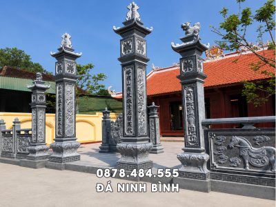 Mẫu Cổng đá đẹp Đình Làng - Cổng đá Tam Quan Tứ Trụ (Cổng đá đình chùa)