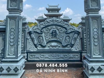 Mẫu Bình Phong - Cuốn thư đá Xanh Rêu cho Lăng Mộ gia đình