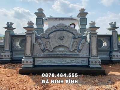 Mẫu Bình phong đá chữ Tâm Đẹp - Cuốn thư đá xanh rêu