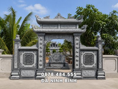 Mẫu Cổng đá 2 mái cho khu Lăng Mộ dòng họ bề thế, đẳng cấp