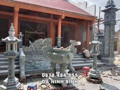 Mẫu Lư hương đá   đèn đá xanh tự nhiên Thanh Hóa cho Nhà thờ