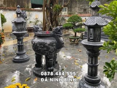 Mẫu Lư hương đá đẹp   Đèn đá tự nhiên