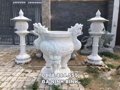 Mẫu Lư hương   Đỉnh hương đá trắng