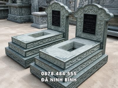 Mẫu Mộ 3 cấp đá xanh rêu nguyên khối đẹp