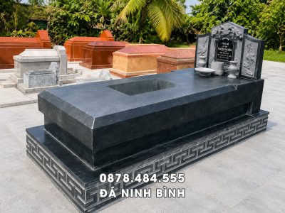 Mẫu Mộ chôn 1 lần (mộ đá chôn 1 lần) đá xanh rêu Thanh Hóa