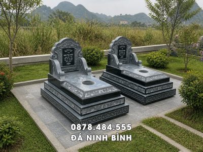 Mẫu Mộ đá 3 cấp Mộ đá tam sơn đá xanh rêu