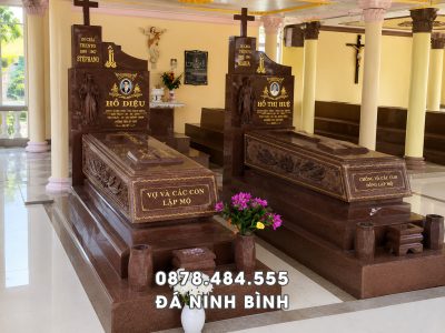 Mẫu Mộ đá Công giáo đá granite đỏ   Mộ Công giáo đá granite đỏ