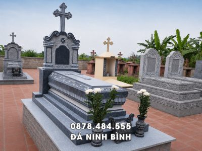 Mẫu Mộ đá công giáo nguyên khối chôn 1 lần