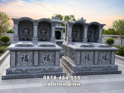 Mẫu Mộ đá đôi 1 mái vòm đẹp, trang trọng cho Bố Mẹ