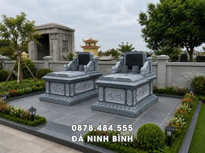 Mẫu Mộ đá đôi nhỏ khi xây, sửa mộ cho ông bà, cha mẹ có diện tích nhỏ