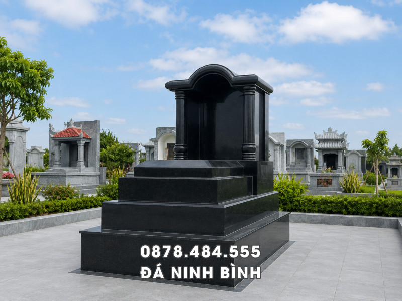 Mẫu Mộ đá granite 1 mái đá granite đen Ấn Độ 4 Mẫu Mộ đá granite 1 mái đá granite đen Ấn Độ