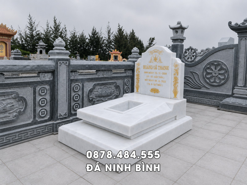 Mẫu Mộ đá trắng Mộ cho người mất khi còn trẻ 4 Mẫu Mộ đá trắng Mộ cho người mất khi còn trẻ