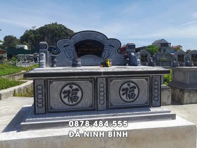 Mẫu Mộ đôi không mái   Mộ đá đôi hậu bành cho Cha Mẹ