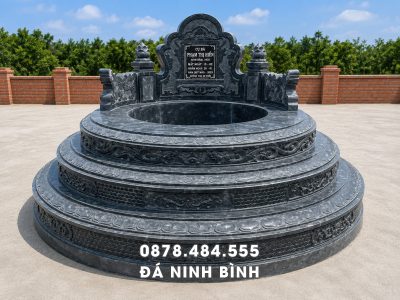 Mẫu Mộ tròn 3 cấp đá xanh rêu Thanh Hóa chất lượng cao