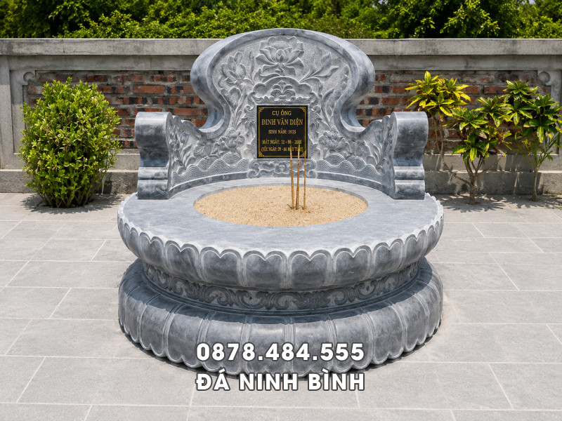 Mẫu Mộ tròn cánh Sen, Tựa Ngai Đẹp, Thiết kế 2 cấp nguyên khối 4 Mẫu Mộ tròn cánh Sen, Tựa Ngai Đẹp, Thiết kế 2 cấp nguyên khối