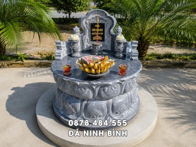 Mẫu Mộ tròn đá xanh nguyên khối   Báo giá Mộ đá tròn tại Ninh Bình