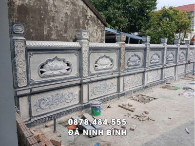 Mẫu tường rào nhà thờ họ/nhà thờ tổ, từ đường bằng đá đẹp