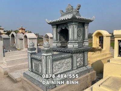 Mộ 1 mái đá xanh đen Thanh Hoá, kích thước 89x147cm, lắp đặt toàn quốc