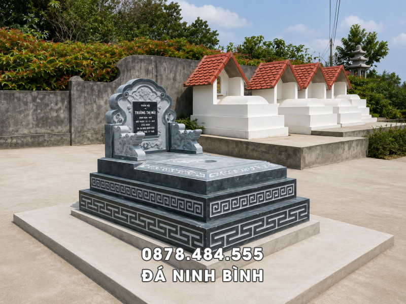 Mộ 3 cấp đá xanh rêu Thanh Hoá chọn lọc kỹ lưỡng, kích thước theo yêu cầu 4 Mộ 3 cấp đá xanh rêu Thanh Hoá chọn lọc kỹ lưỡng, kích thước theo yêu cầu