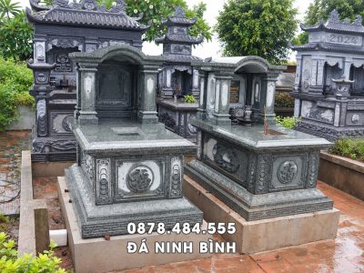 Mộ đá 1 mái vòm đá granite xanh Bình Định tại Ninh Bình