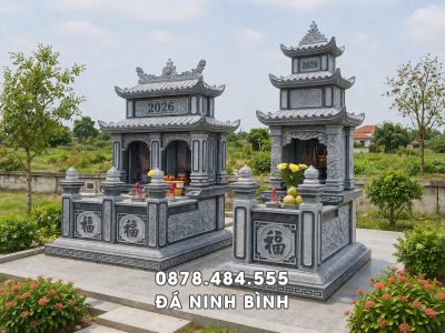 Mộ đá 3 mái và Mộ đá đôi 2 mái cho Ông Bà, Cha Mẹ